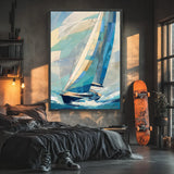 Tableau voilier abstrait sur toile