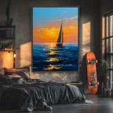 Toile Murale Voilier au Coucher du Soleil