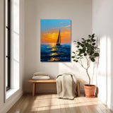 Toile Murale Voilier au Coucher du Soleil