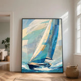 Tableau voilier abstrait sur toile