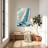 Tableau voilier abstrait sur toile