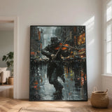 Violoniste sous la Pluie