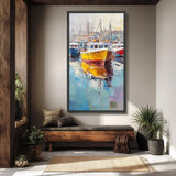 Toile Murale Bateaux de Pêche Colorés