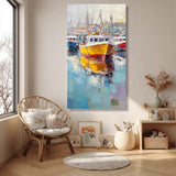 Toile Murale Bateaux de Pêche Colorés