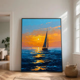 Toile Murale Voilier au Coucher du Soleil