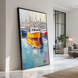 Toile Murale Bateaux de Pêche Colorés